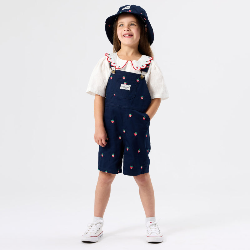 Goldie + Ace Burton Overalls - Mini Embroidered Strawberry