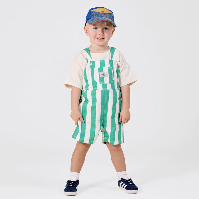 Goldie + Ace Button Burton Overalls - Happy Stripe