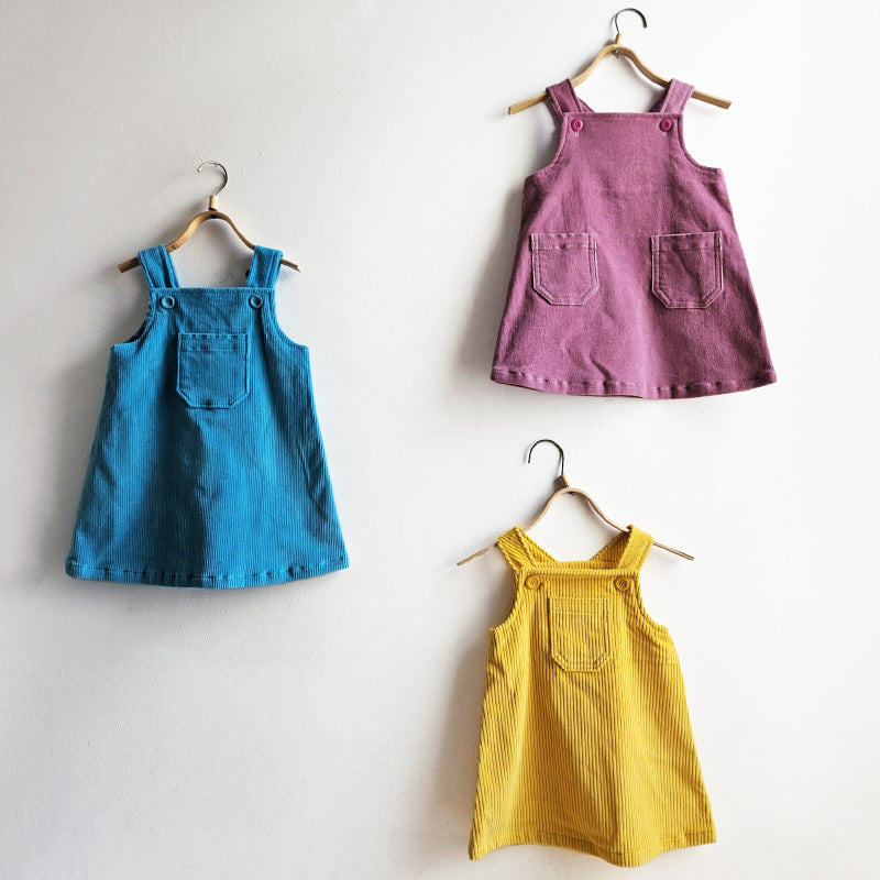 Shorties Chunky Corduroy Pinafore - Bright Blue