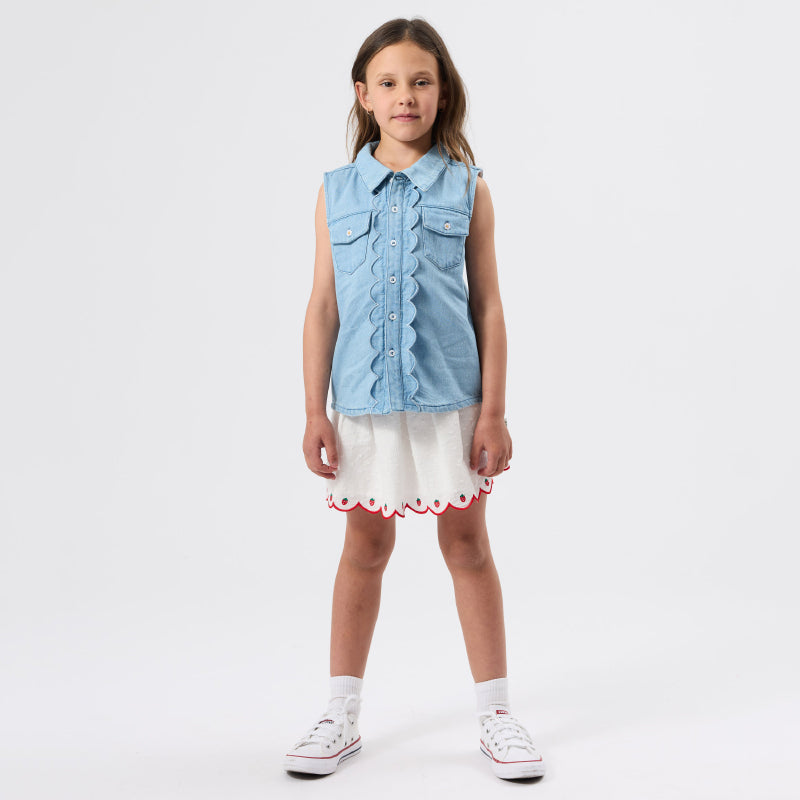 Goldie + Ace Scallop Edge Chambray Vest