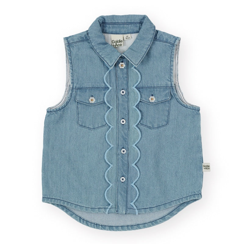 Goldie + Ace Scallop Edge Chambray Vest