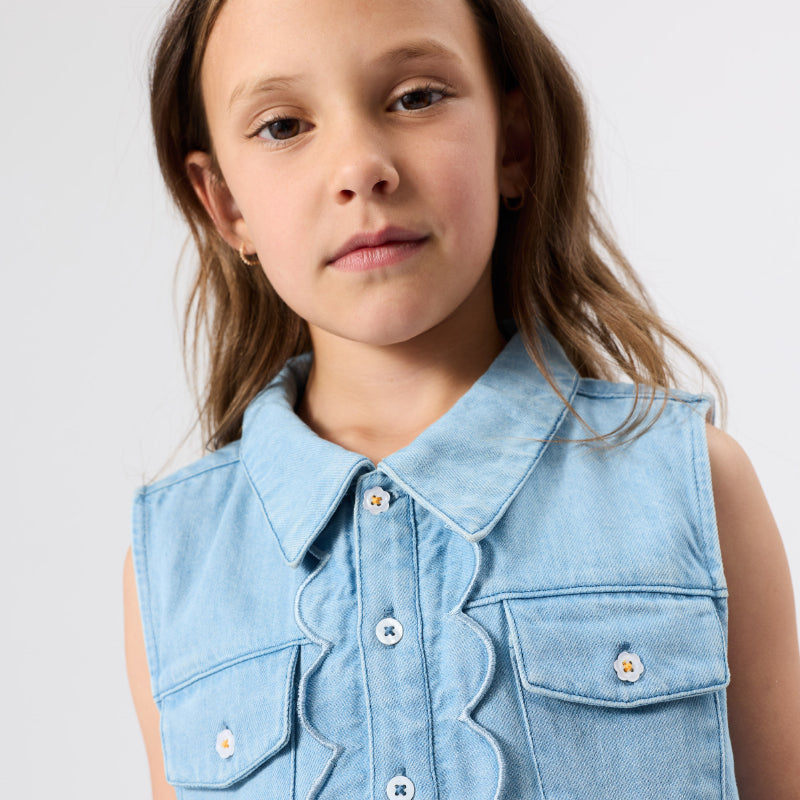 Goldie + Ace Scallop Edge Chambray Vest