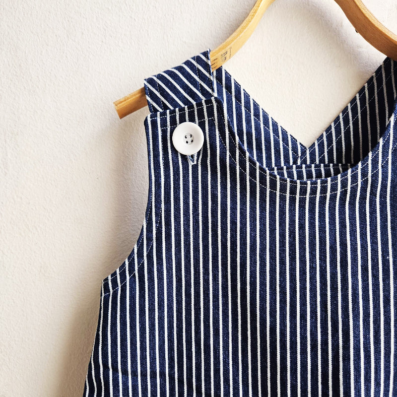Shorties Pinafore - Denim Stripe