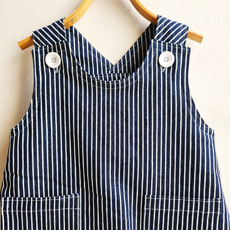Shorties Pinafore - Denim Stripe