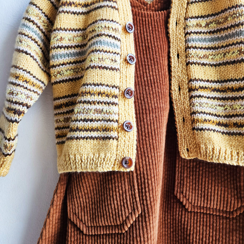 Shorties Chunky Corduroy Pinafore - Brown Stripe