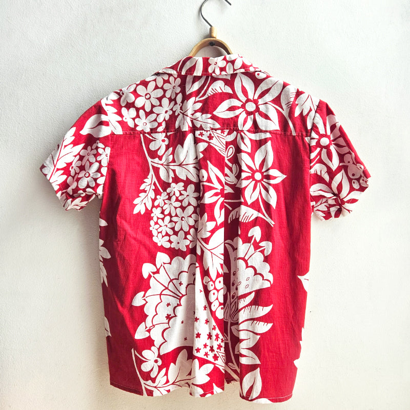 Shorties Disco Shirt Red and White Tropical Cotton
