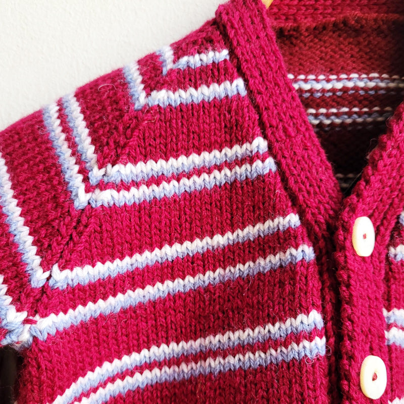Hand Knit Striped Grandpa Cardigan