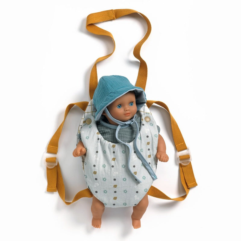 Djeco Baby Doll Carrier - Blue/Grey
