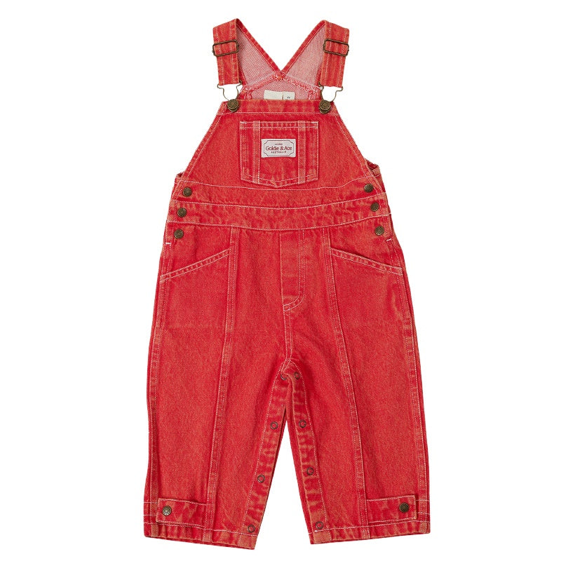 Goldie + Ace Blake Vintage Washed Denim Overalls - Apple Red