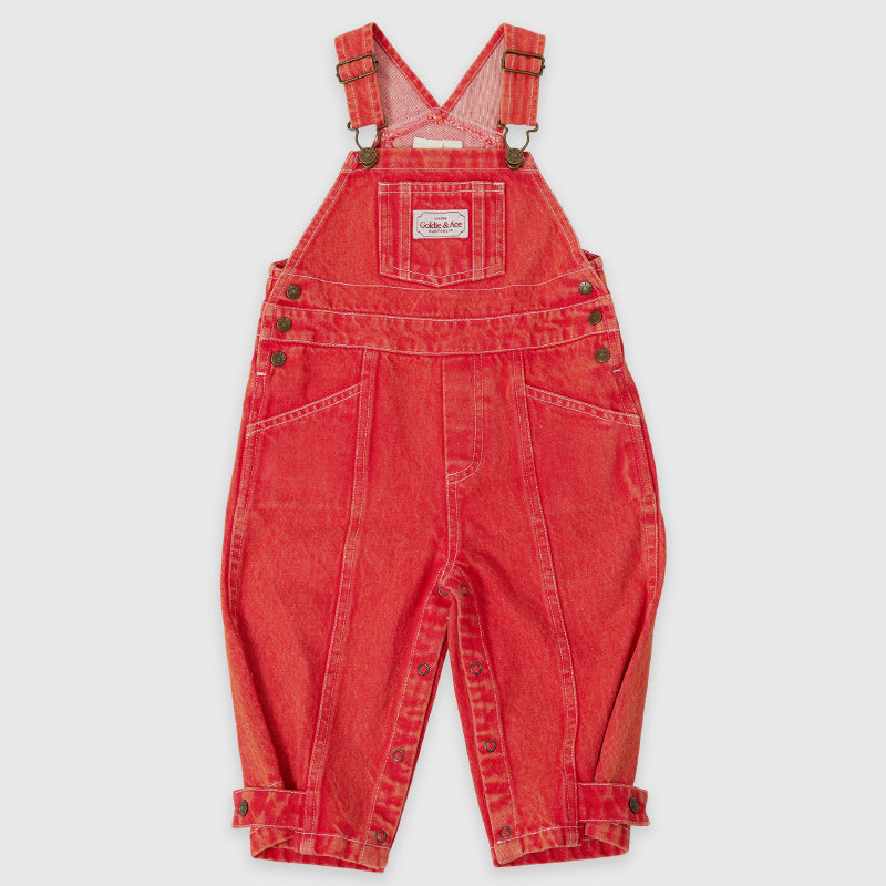 Goldie + Ace Blake Vintage Washed Denim Overalls - Apple Red