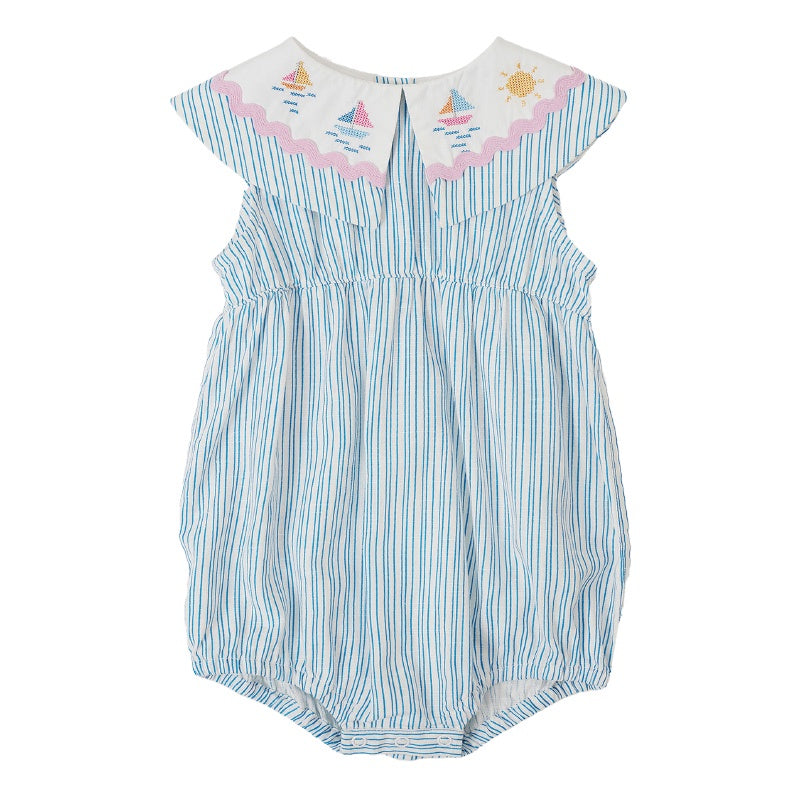 Goldie + Ace Ava Collared Romper - Sailor Stripe