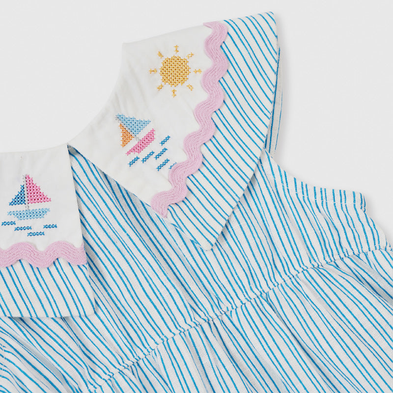 Goldie + Ace Ava Collared Romper - Sailor Stripe