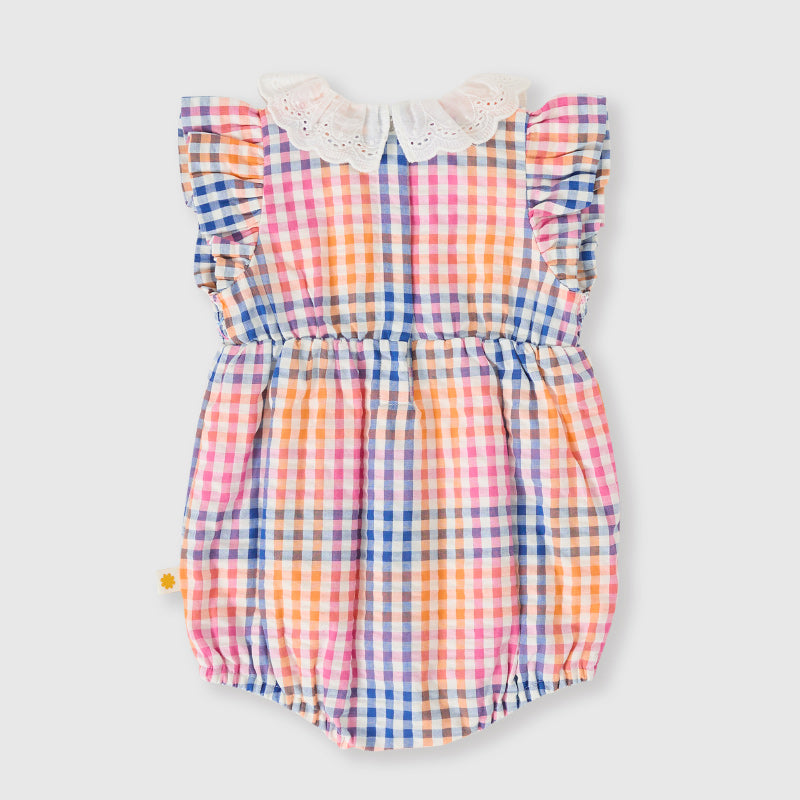 Goldie + Ace Lani Smocked Romper - Rainbow Gingham