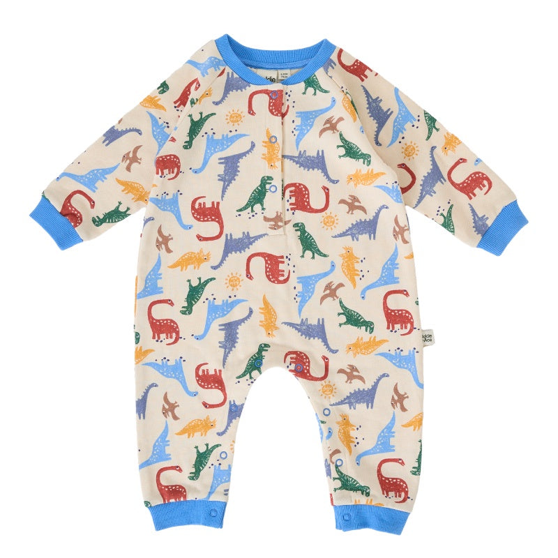 Goldie & Ace Relaxed Terry Romper - Dino-Mite
