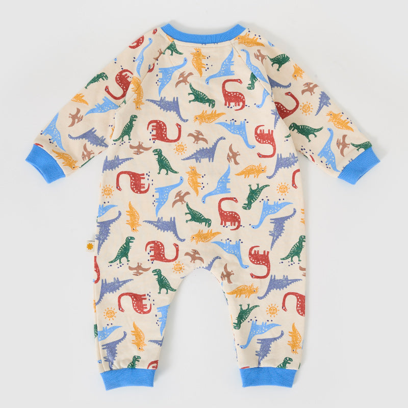 Goldie & Ace Relaxed Terry Romper - Dino-Mite