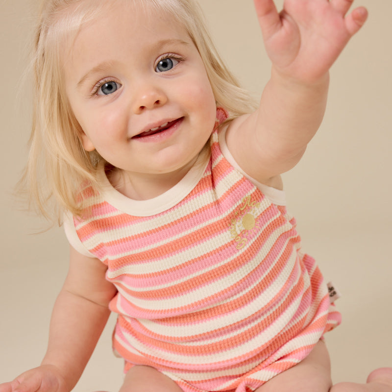 Goldie + Ace Bubble Romper - Watermelon Stripe