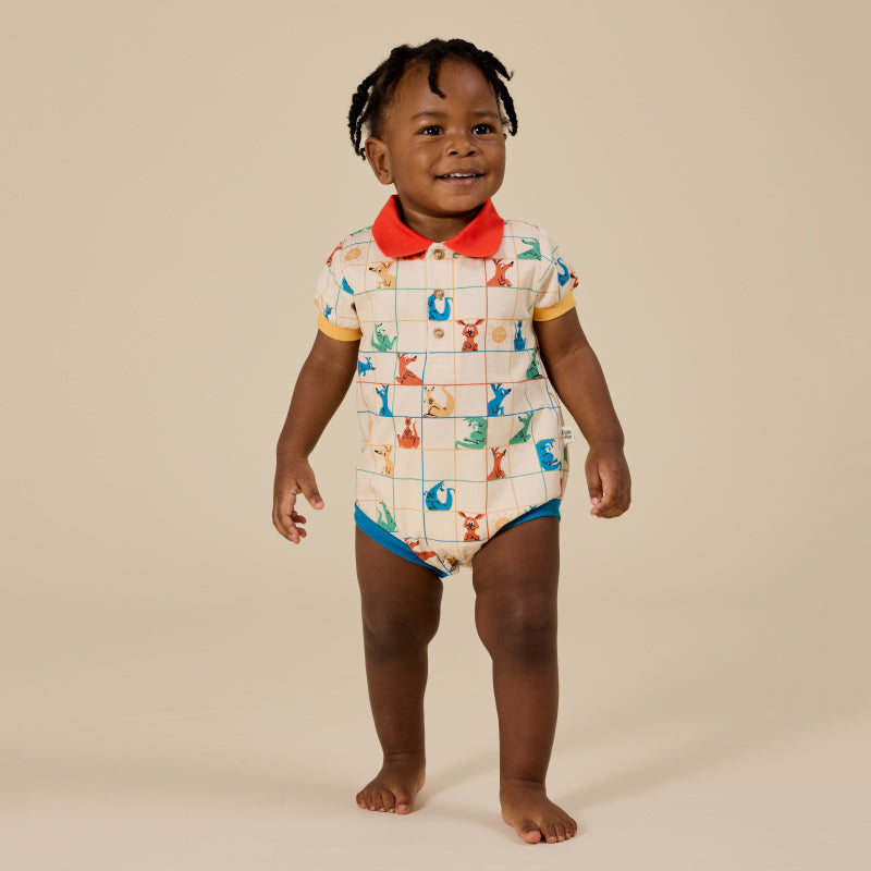 Goldie + Ace Polo Romper - Hopscotch