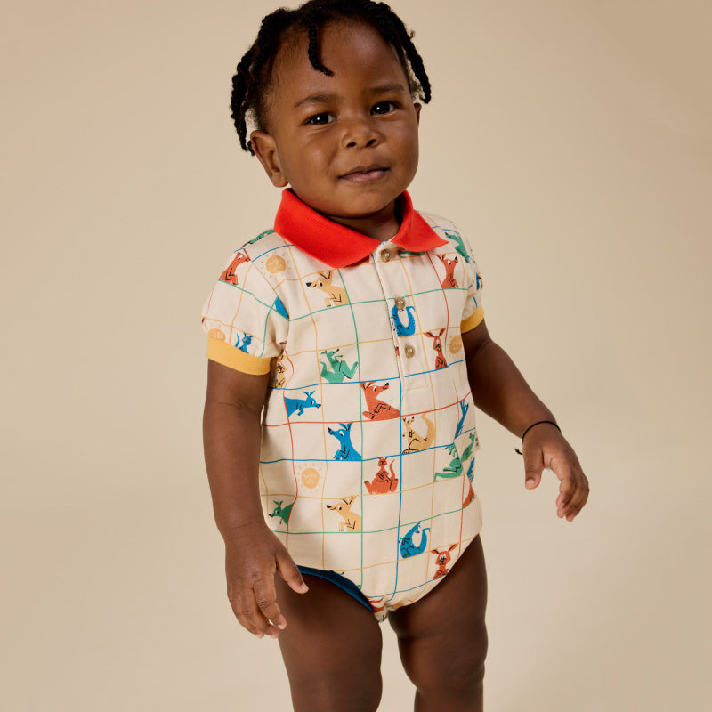 Goldie + Ace Polo Romper - Hopscotch