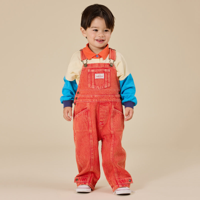 Goldie + Ace Blake Vintage Washed Denim Overalls - Apple Red