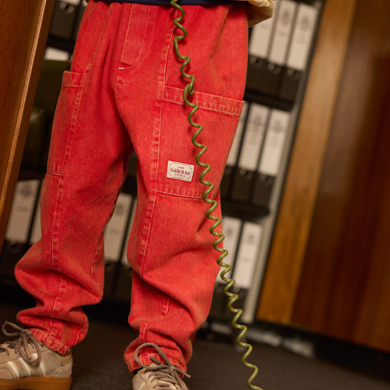 Goldie + Ace Kit Denim Pocket Pant - Apple Red