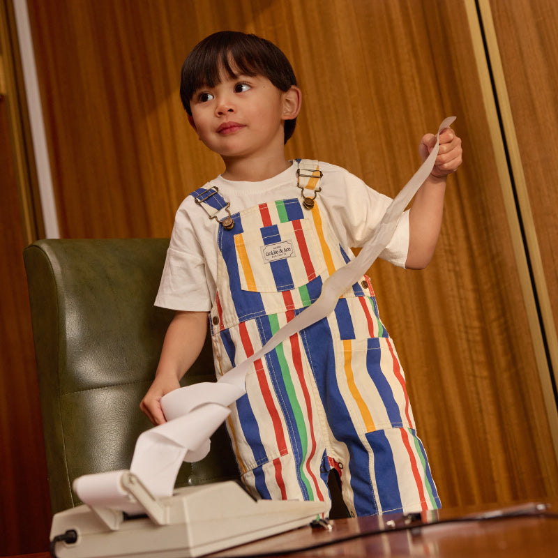 Goldie + Ace James Denim Overalls - 90's Bold Stripe