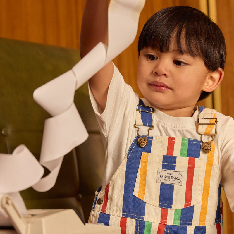 Goldie + Ace James Denim Overalls - 90's Bold Stripe