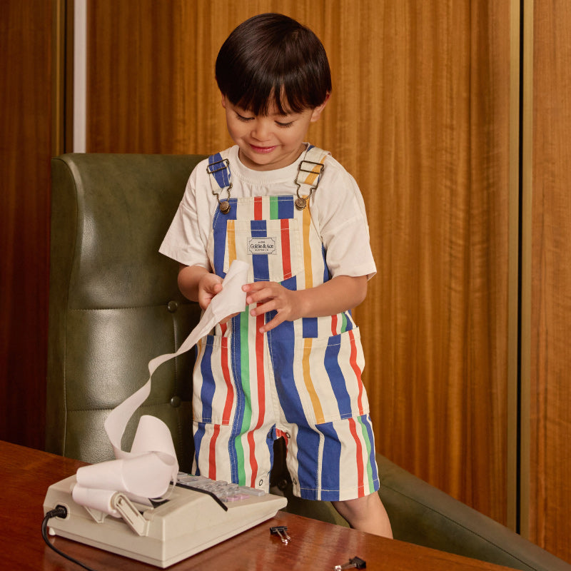 Goldie + Ace James Denim Overalls - 90's Bold Stripe