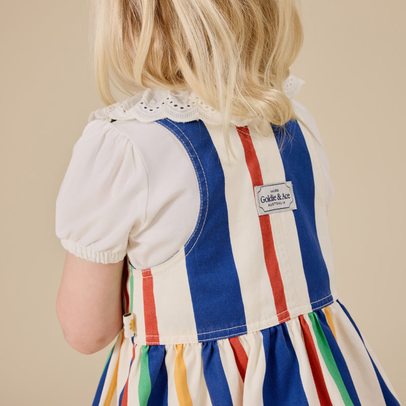 Goldie + Ace Heidi Denim Pinafore Dress - 90's Bold Stripe
