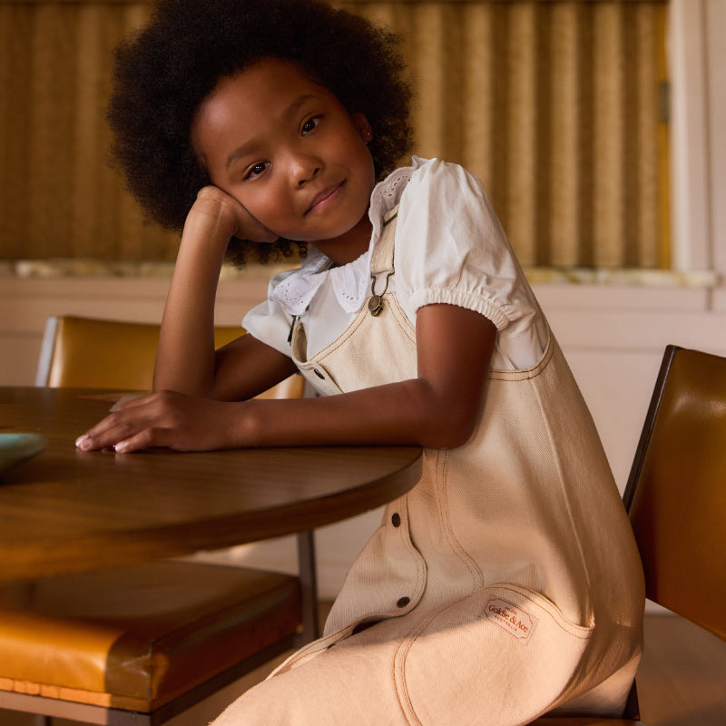 Goldie & Ace Penelope Pinafore Pocket Dress - Oat