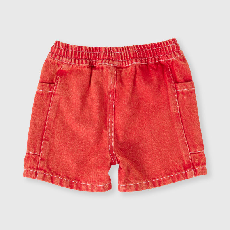 Goldie + Ace Noah Denim Pocket Shorts - Apple Red