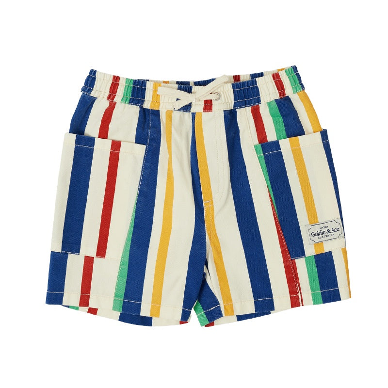 Goldie + Ace Noah Denim Pocket Shorts - 90's Bold Stripe