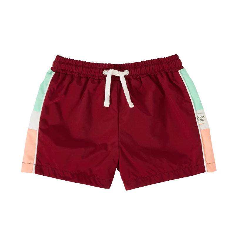 Goldie + Ace Retro Sporty Shorts - Brick/Peapod