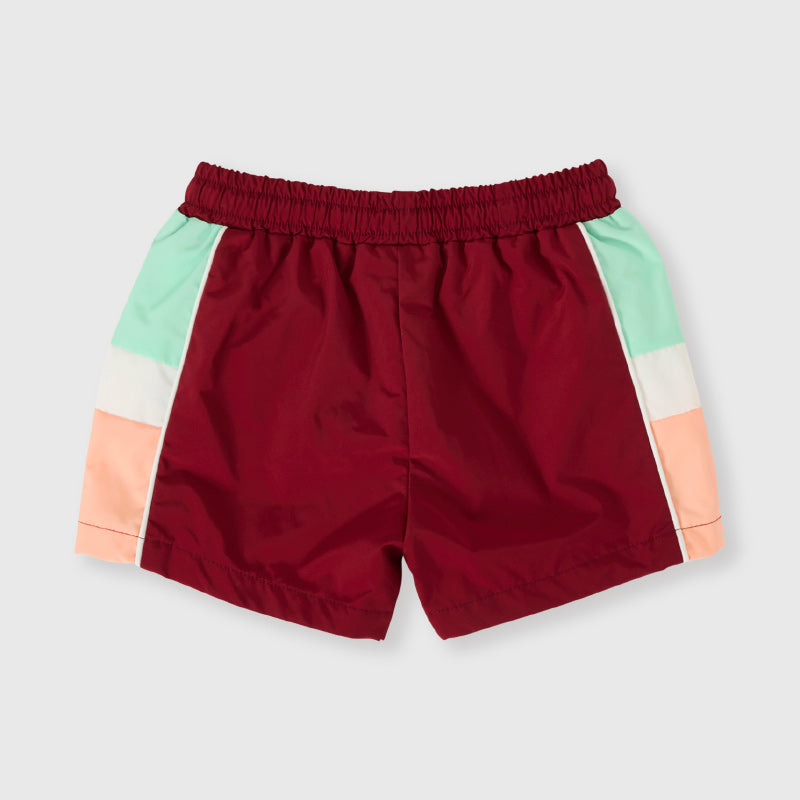 Goldie + Ace Retro Sporty Shorts - Brick/Peapod