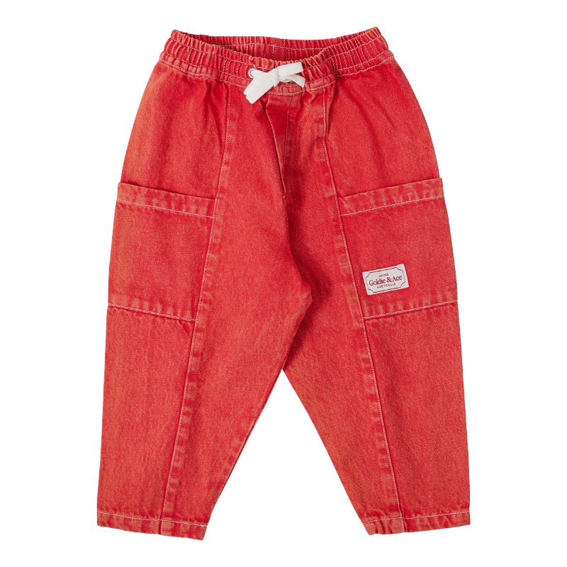 Goldie + Ace Kit Denim Pocket Pant - Apple Red