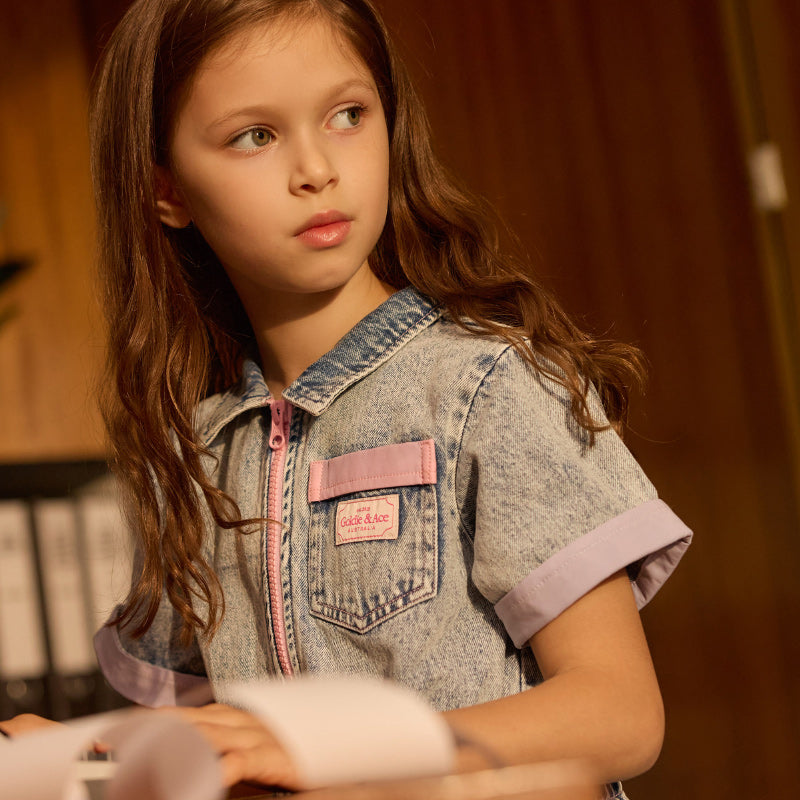 Goldie + Ace Piper Denim Belted Dress - Pastel Pop