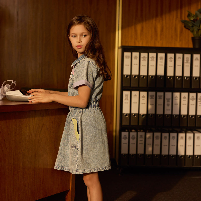 Goldie + Ace Piper Denim Belted Dress - Pastel Pop