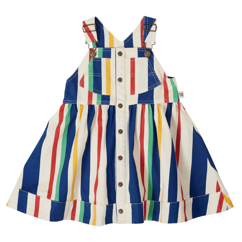 Goldie + Ace Heidi Denim Pinafore Dress - 90's Bold Stripe