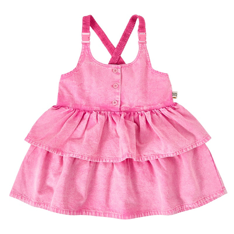 Goldie + Ace Denim Frill Pinafore Dress - Saskia