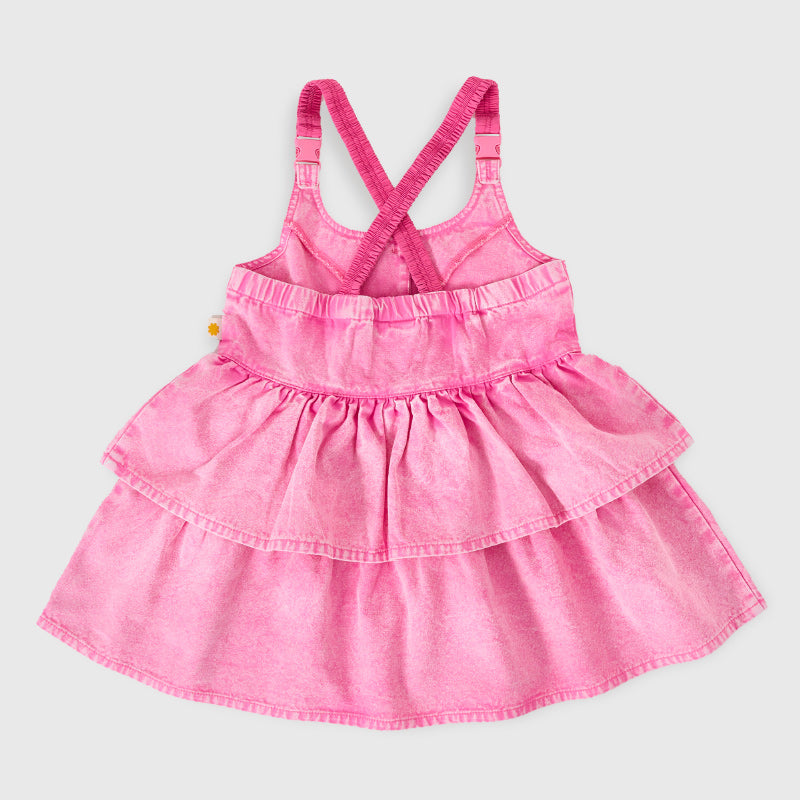 Goldie + Ace Denim Frill Pinafore Dress - Saskia