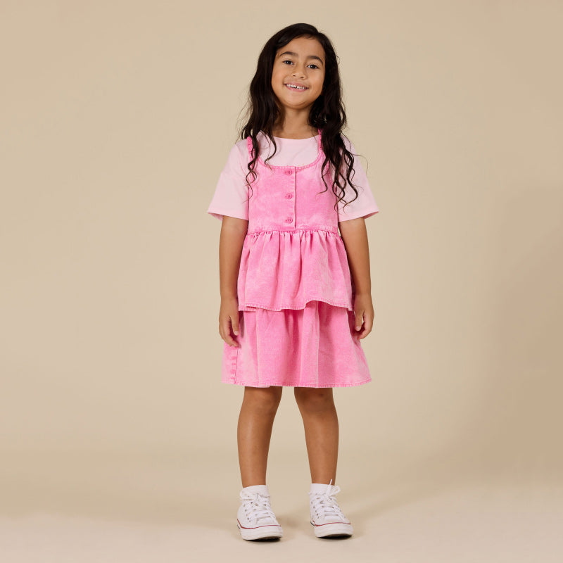 Goldie + Ace Denim Frill Pinafore Dress - Saskia
