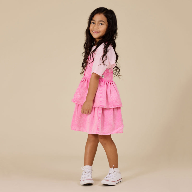 Goldie + Ace Denim Frill Pinafore Dress - Saskia