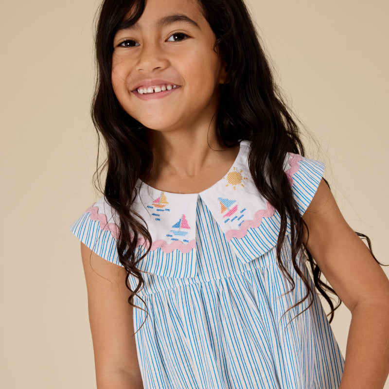 Goldie + Ace Lucy Collared Dress - Sailor Stripe