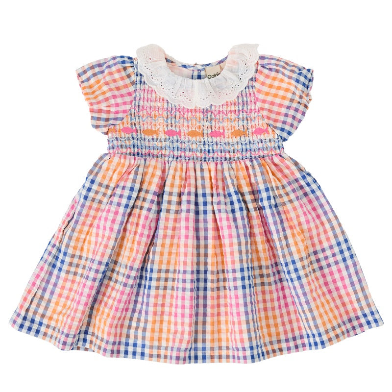 Goldie + Ace Flo Smocked Dress - Rainbow Gingham