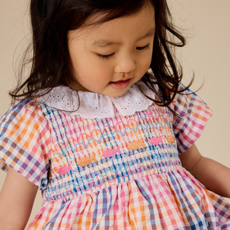 Goldie + Ace Flo Smocked Dress - Rainbow Gingham