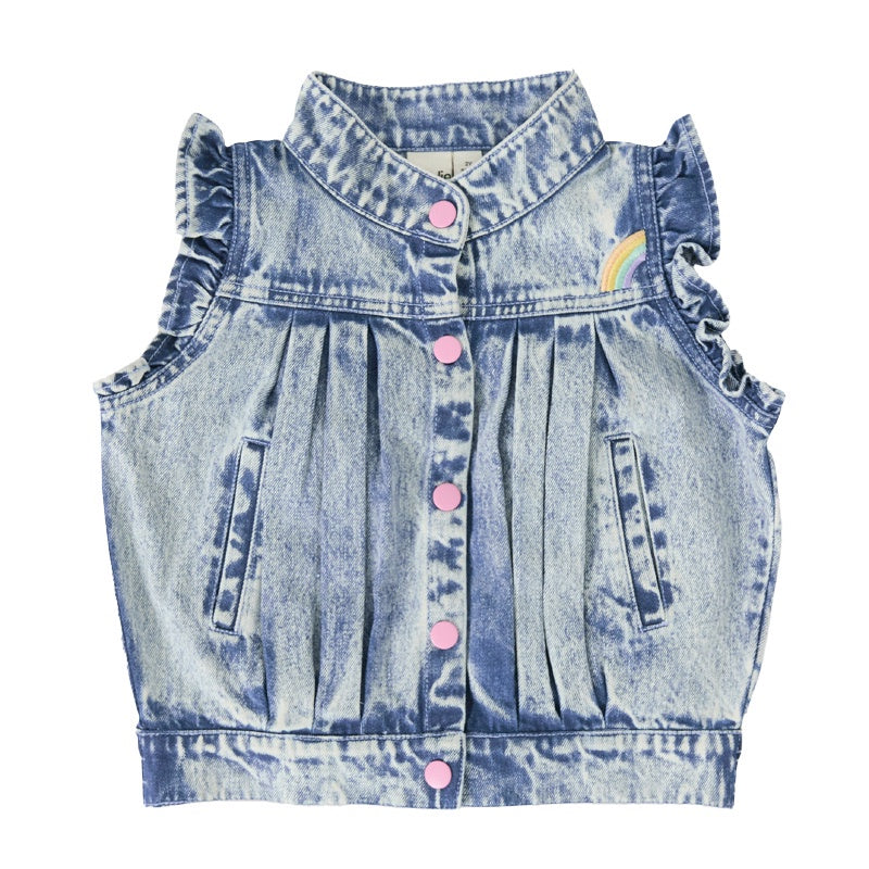 Goldie + Ace Embroidered Denim Vest - Elodie