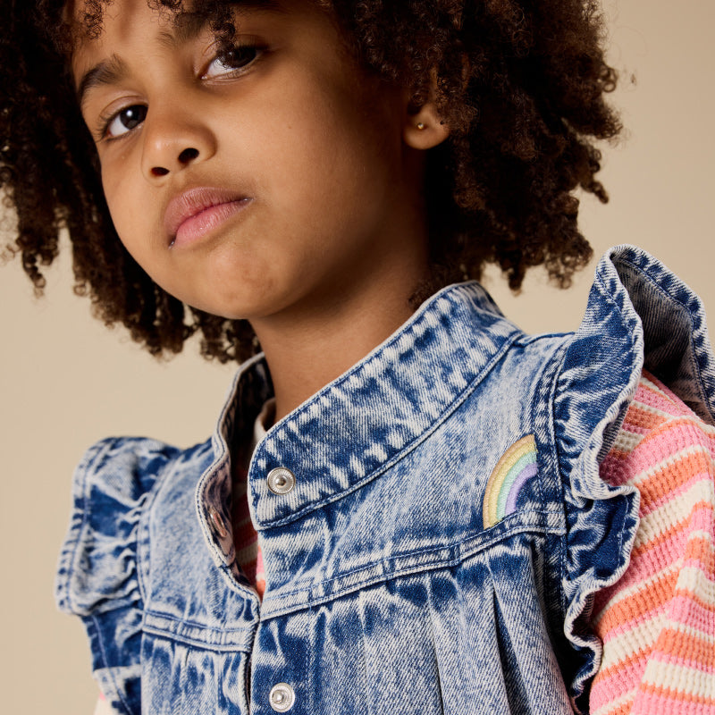 Goldie + Ace Embroidered Denim Vest - Elodie