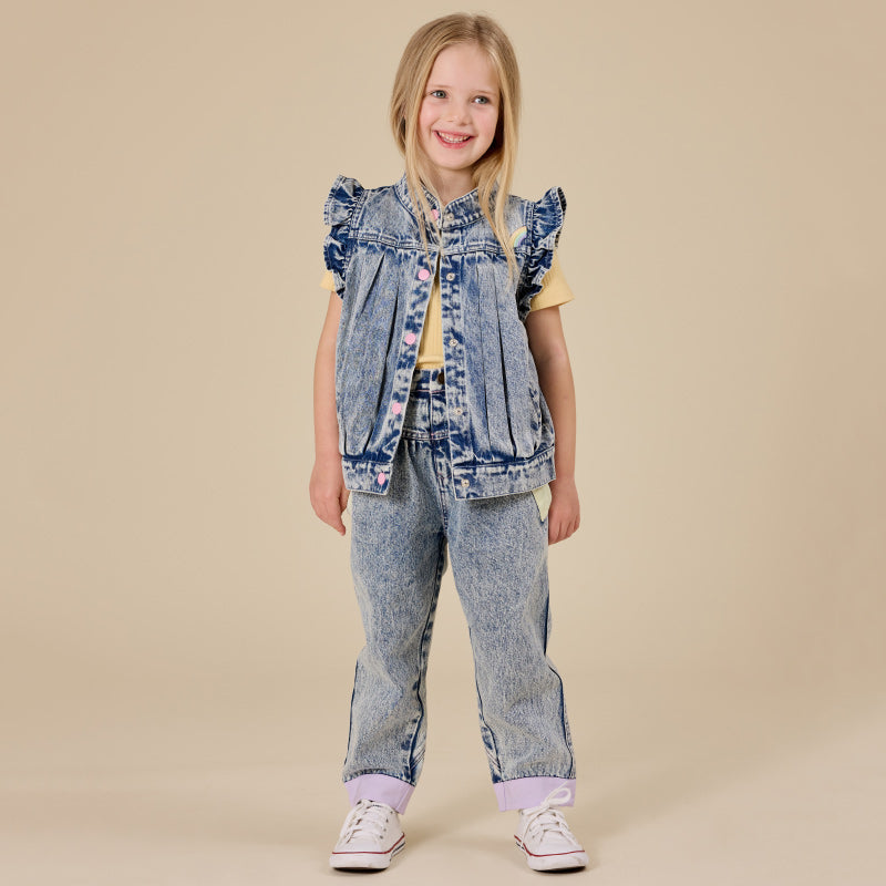 Goldie + Ace Embroidered Denim Vest - Elodie