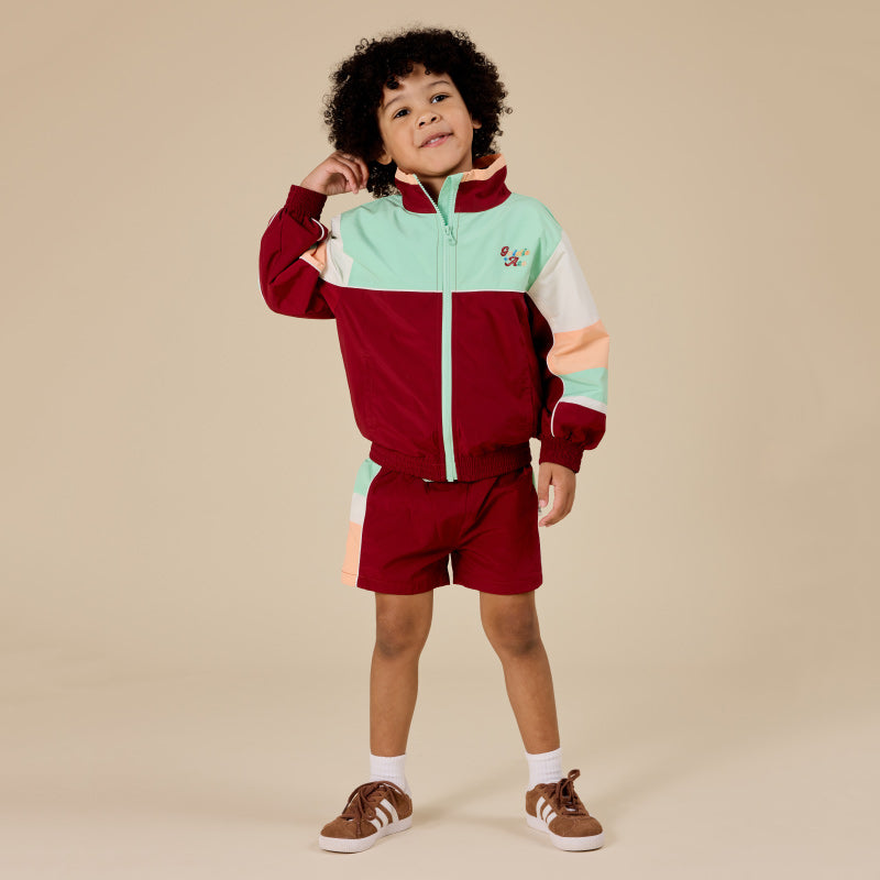 Goldie + Ace Retro Sporty Pants - Brick/Peapod