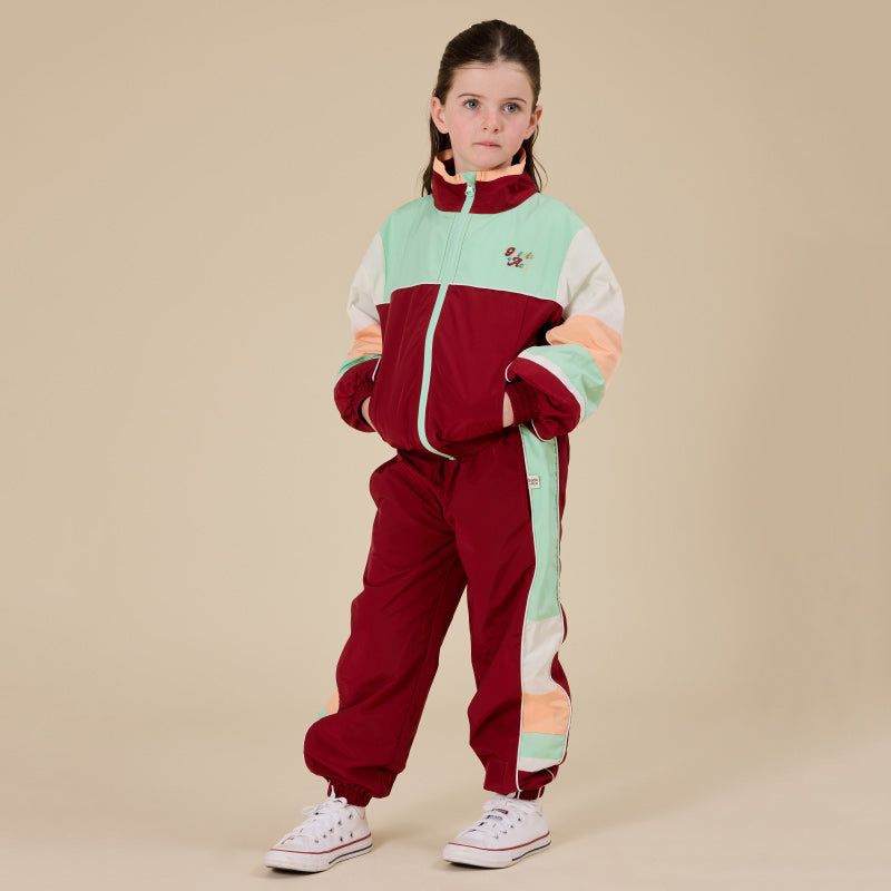 Goldie + Ace Retro Sporty Pants - Brick/Peapod
