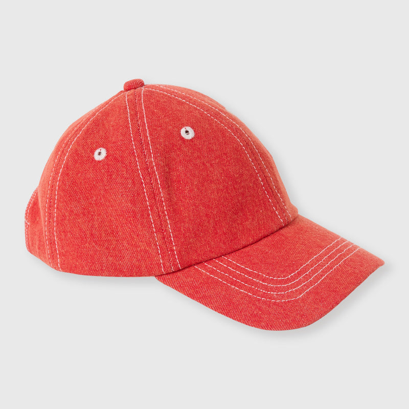Goldie + Ace Tate Embroidered Denim Cap - Apple Red